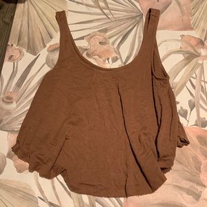 Brown cropped tank top american eagle